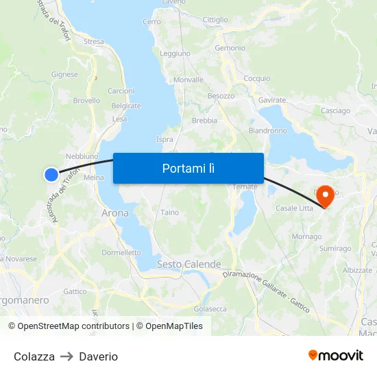 Colazza to Daverio map