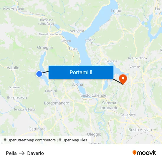 Pella to Daverio map