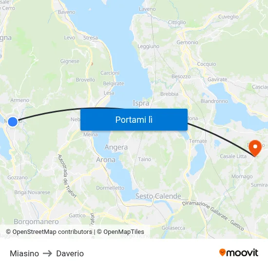 Miasino to Daverio map