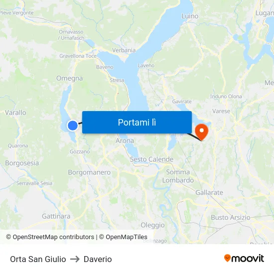 Orta San Giulio to Daverio map