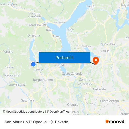 San Maurizio D' Opaglio to Daverio map