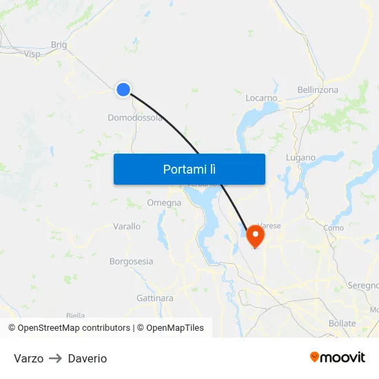 Varzo to Daverio map