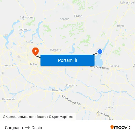 Gargnano to Desio map