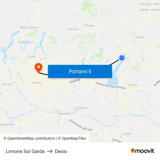 Limone Sul Garda to Desio map
