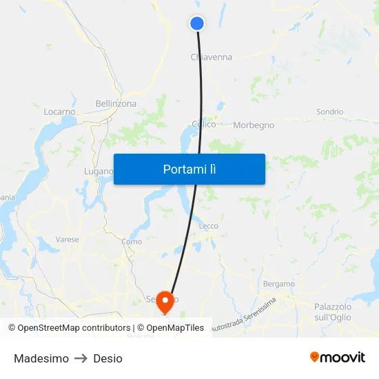 Madesimo to Desio map