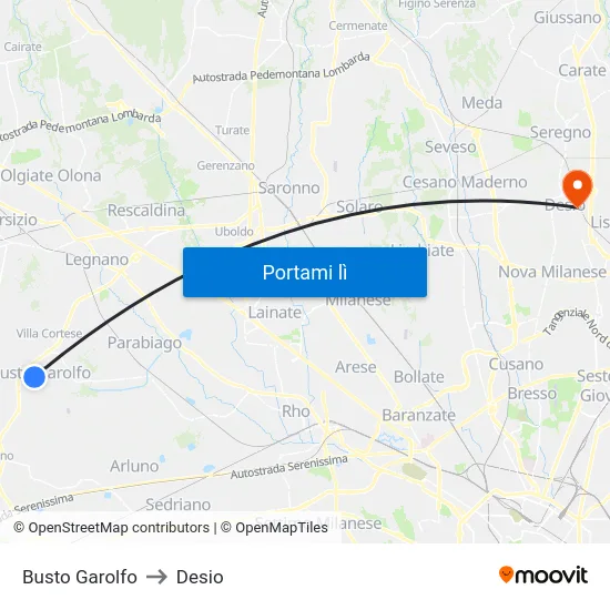 Busto Garolfo to Desio map