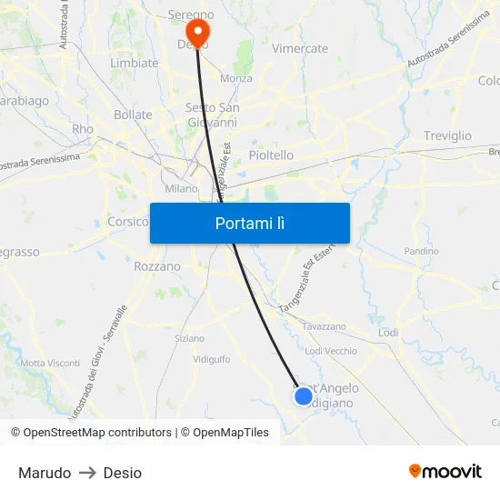 Marudo to Desio map
