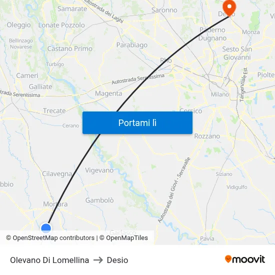 Olevano Di Lomellina to Desio map