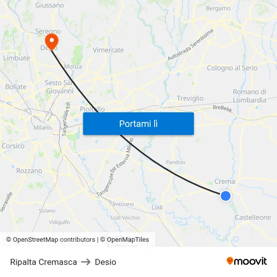Ripalta Cremasca to Desio map