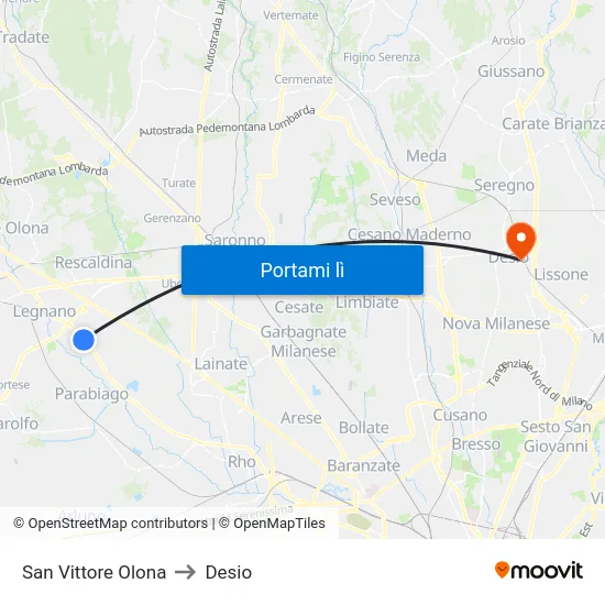 San Vittore Olona to Desio map