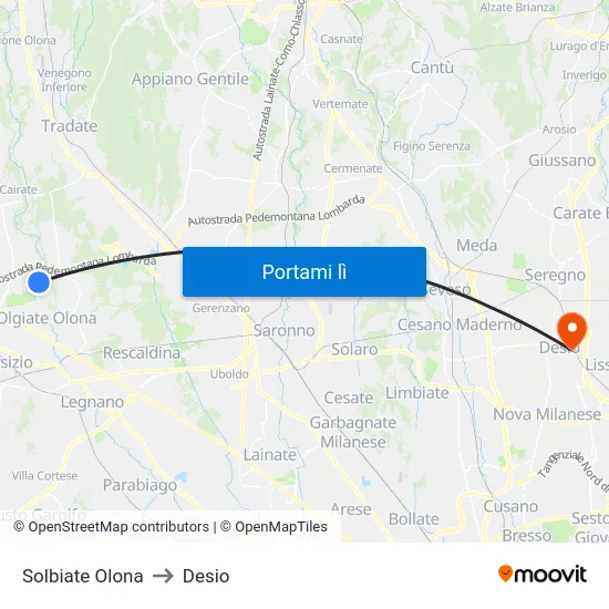 Solbiate Olona to Desio map