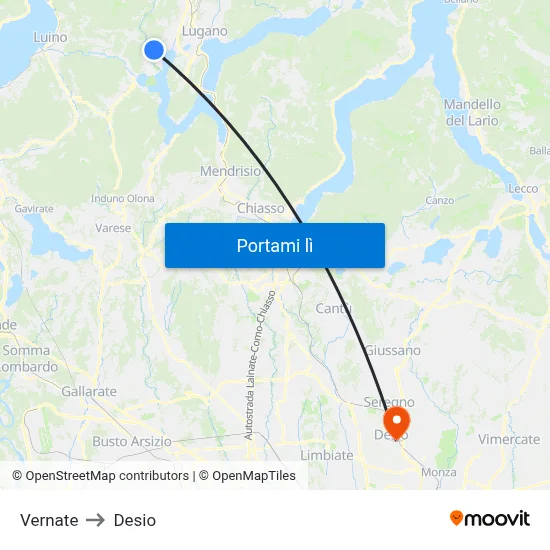 Vernate to Desio map