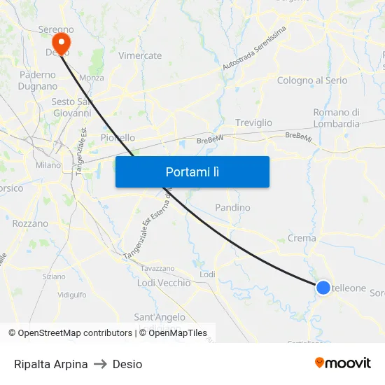 Ripalta Arpina to Desio map