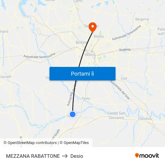 MEZZANA RABATTONE to Desio map