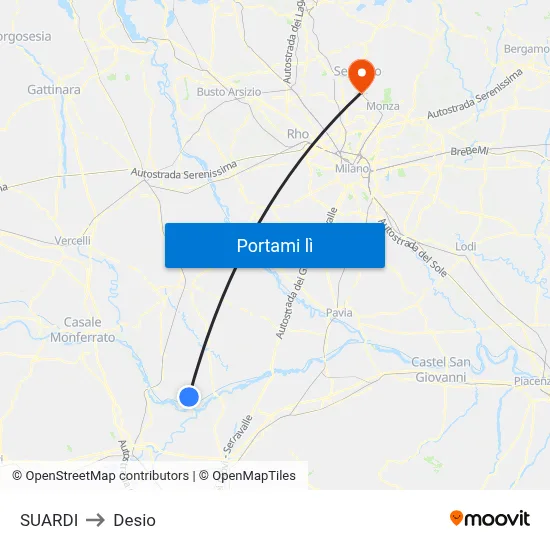 SUARDI to Desio map