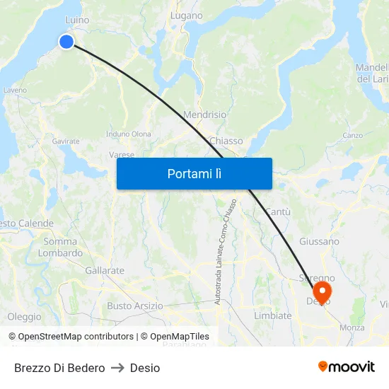 Brezzo Di Bedero to Desio map