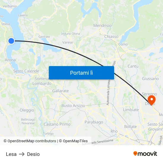 Lesa to Desio map