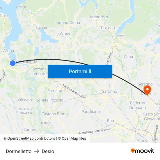 Dormelletto to Desio map