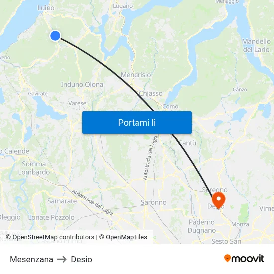 Mesenzana to Desio map