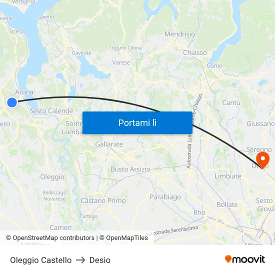 Oleggio Castello to Desio map