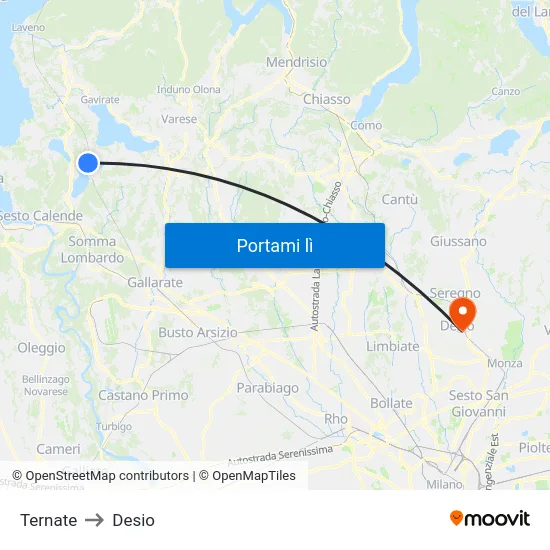 Ternate to Desio map