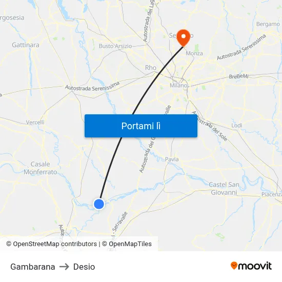 Gambarana to Desio map
