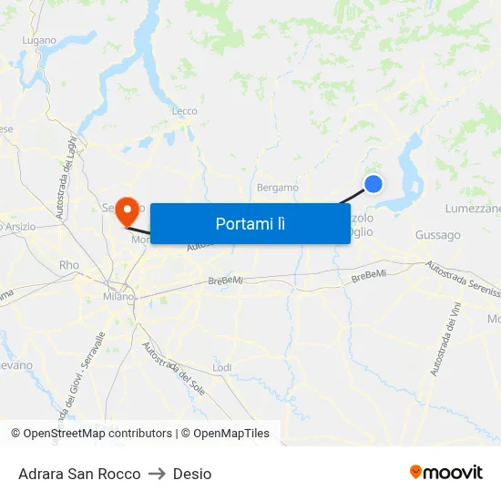 Adrara San Rocco to Desio map