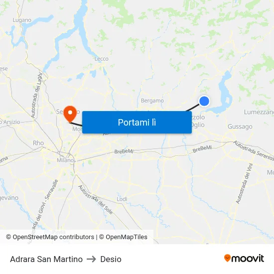 Adrara San Martino to Desio map