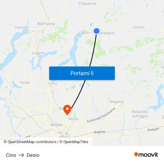 Cino to Desio map