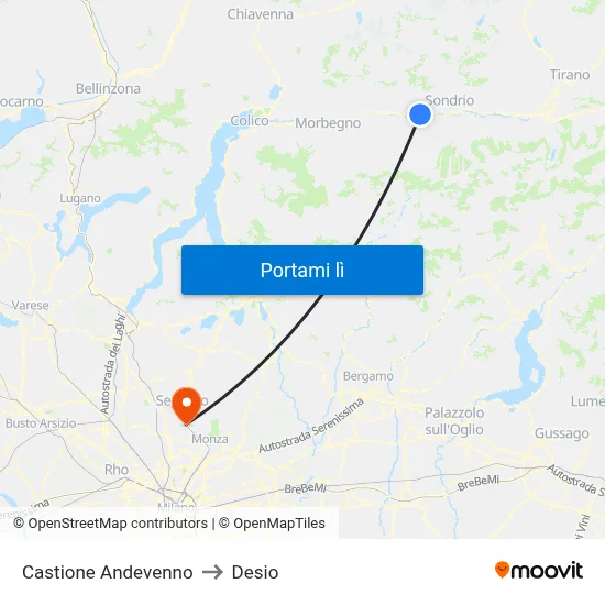 Castione Andevenno to Desio map