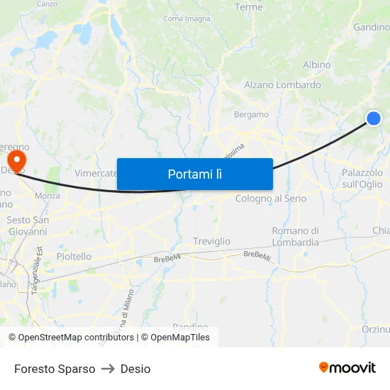 Foresto Sparso to Desio map