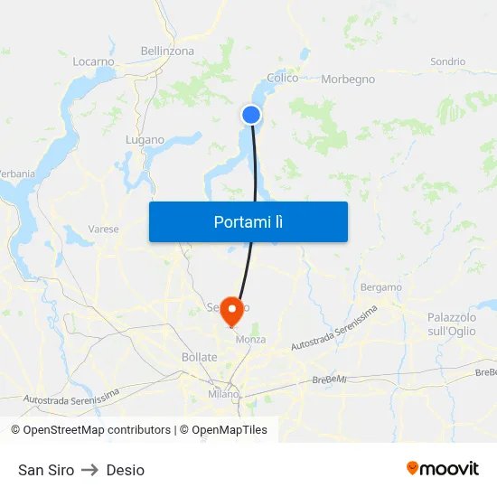 San Siro to Desio map