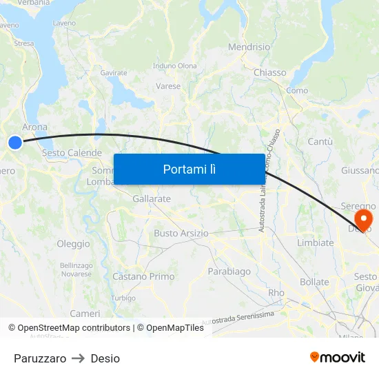 Paruzzaro to Desio map