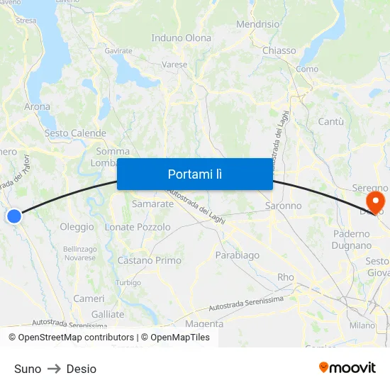 Suno to Desio map