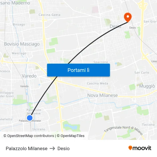 Palazzolo Milanese to Desio map