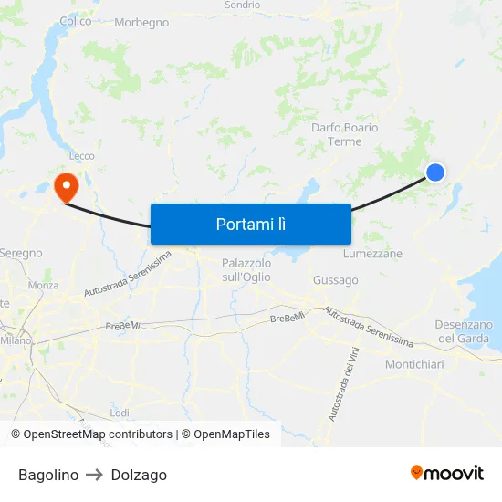 Bagolino to Dolzago map
