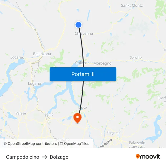 Campodolcino to Dolzago map