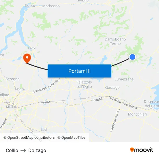 Collio to Dolzago map