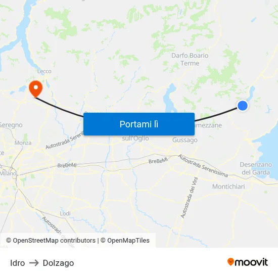 Idro to Dolzago map