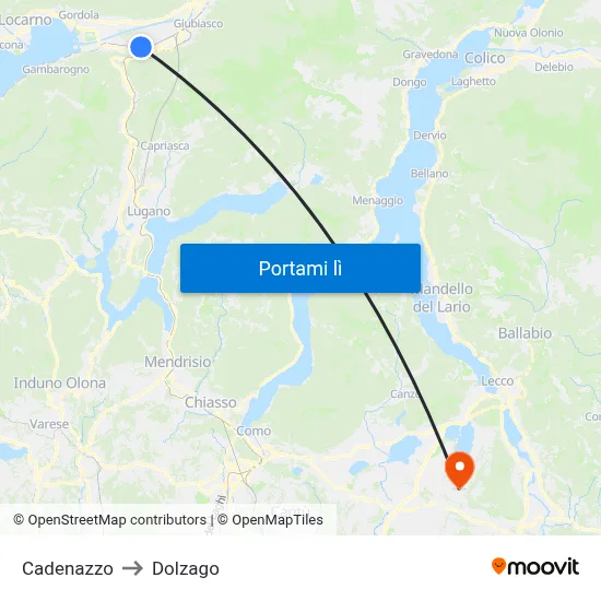 Cadenazzo to Dolzago map