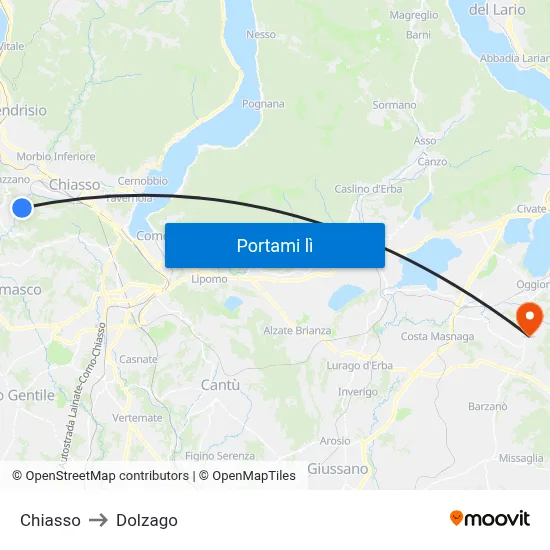 Chiasso to Dolzago map