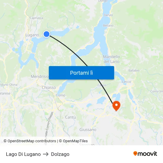 Lago Di Lugano to Dolzago map