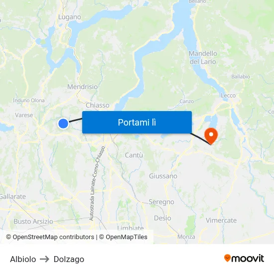 Albiolo to Dolzago map