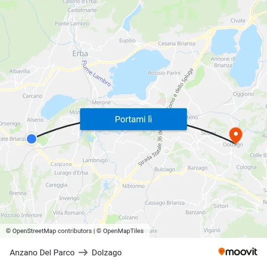 Anzano Del Parco to Dolzago map