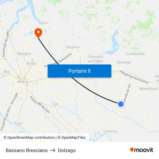 Bassano Bresciano to Dolzago map