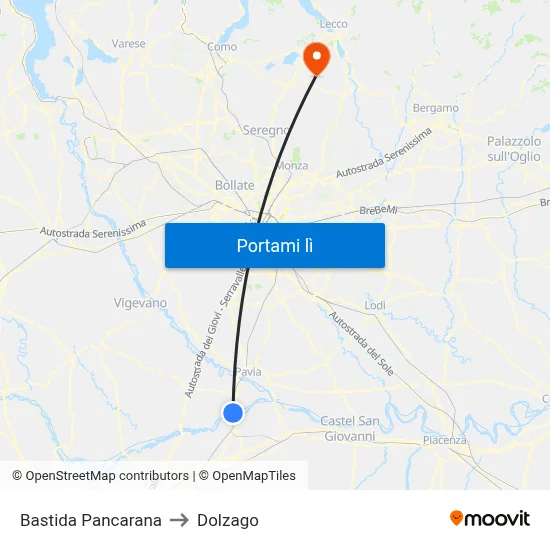 Bastida Pancarana to Dolzago map