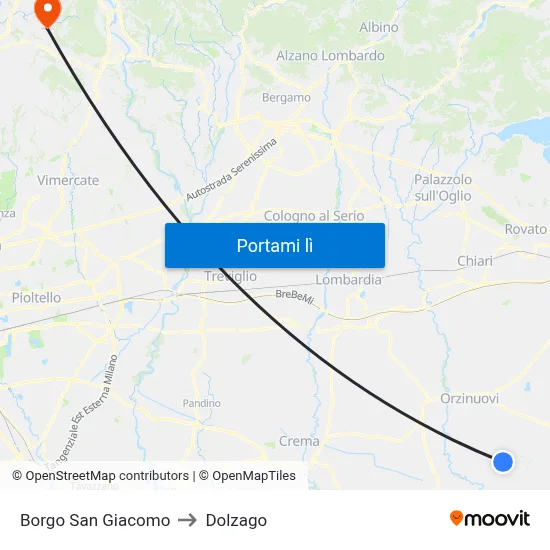 Borgo San Giacomo to Dolzago map