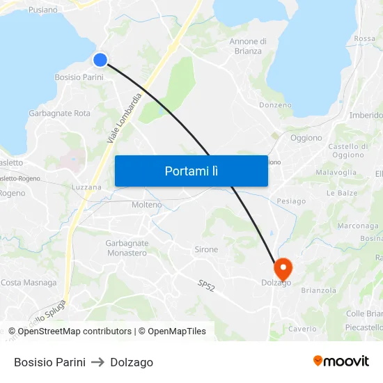 Bosisio Parini to Dolzago map