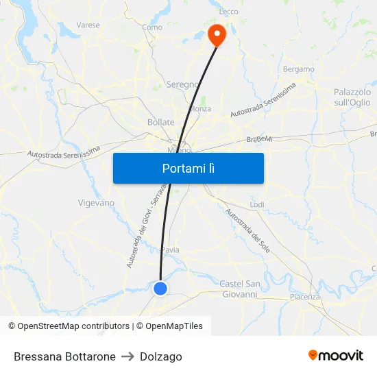 Bressana Bottarone to Dolzago map