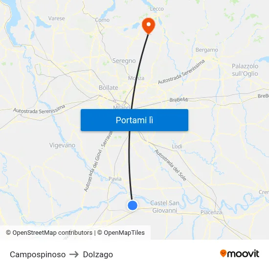 Campospinoso to Dolzago map